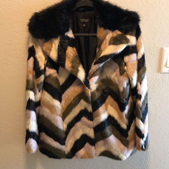 Patchwork multi toned faux fur coat - Picture 3 of 11